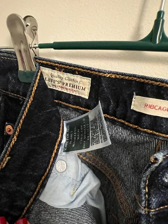 Levi's High Rise Dark Blue Straight Jeans - Picture 3 of 5